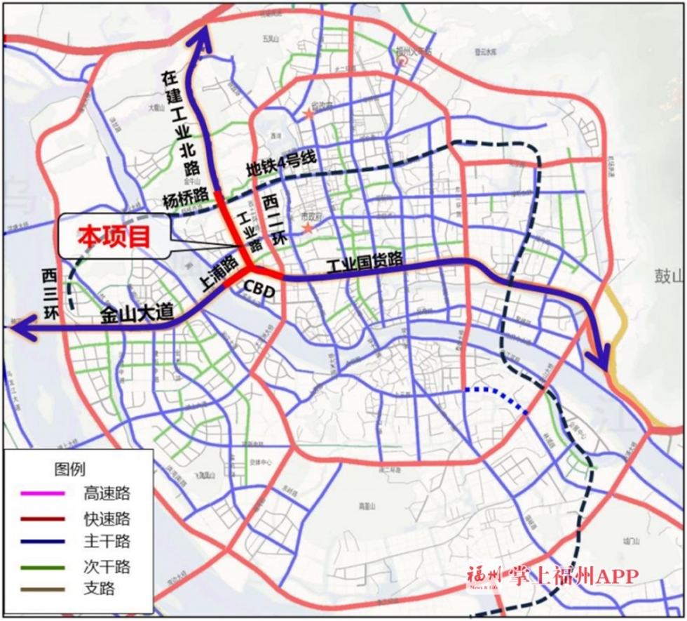 提升改造工程,位于福州市中心西片区,北接在建的工业北路延伸线工程